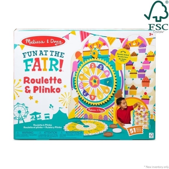 Melissa & Doug Fun at the Fair! Wooden Double-Sided Roulette & Plinko Games NIB - Picture 3 of 8